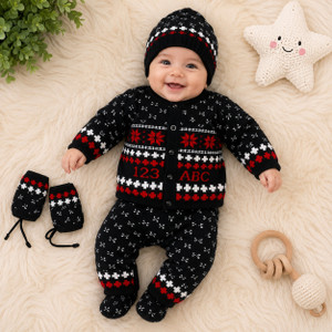The Mom Creators Baby Boys Casual Sweater Pyjama (Black, Pack of 4) - Image 1