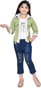 JIYAN FASHION WORLD Girls Party(Festive) Top Jeans