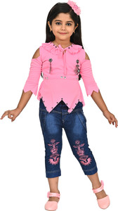Rayhanfashion Girls Party(Festive) Top Jeans