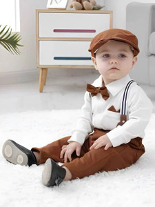 ULTRINA Baby Boys Party(Festive) Shirt Pant, Suspenders, Bow Tie, Cap