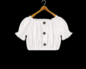 Janki Silk Mills Girls Casual Georgette Crop Top