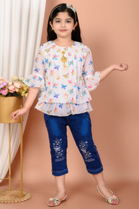 MEHERAJ DRESSES Girls Party(Festive) Top Jeans
