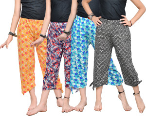 टीवीईएसए लड़कियों के लिए कैज़ुअल प्रिंटेड, फ्लोरल प्रिंट कॉटन ब्लेंड केप्री