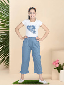 CUTIEKINS Capri For Girls Casual Solid Cotton Lycra Blend