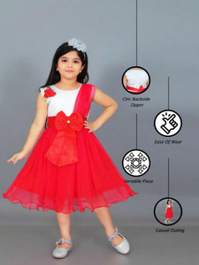 HMS KOLKATA Girls Below Knee Festive/Wedding Dress