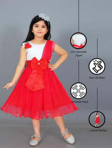 HMS KOLKATA Girls Below Knee Festive/Wedding Dress