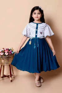 SK JJ DRESSES Indi Girls Below Knee Festive/Wedding Dress