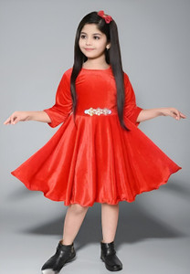 ANMOLDRESS Girls Midi/Knee Length Party Dress