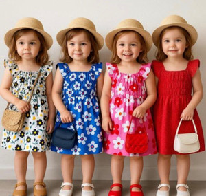 SMILLAT Indi Baby Girls Midi/Knee Length Casual Dress
