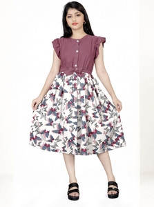 justmybrand Indi Girls Midi/Knee Length Casual Dress