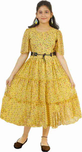 SKAYF Girls Calf Length Casual Dress