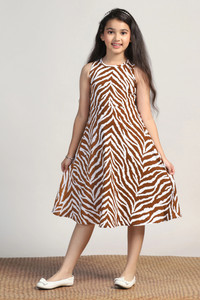 Ompax Girls Calf Length Casual Dress