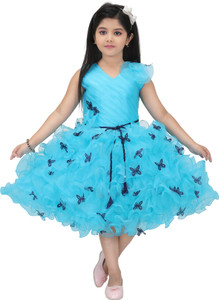 JhilikGarments Girls Midi/Knee Length Festive/Wedding Dress