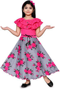 RAHUL MULLICK Girls Maxi/Full Length Festive/Wedding Dress