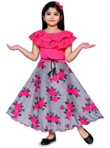 RAHUL MULLICK Girls Maxi/Full Length Festive/Wedding Dress