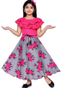 RAHUL MULLICK Girls Maxi/Full Length Festive/Wedding Dress