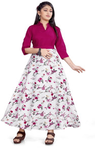 Aarya Designer Girls Maxi/Full Length Casual Dress