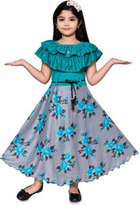 RAHUL MULLICK Girls Maxi/Full Length Festive/Wedding Dress