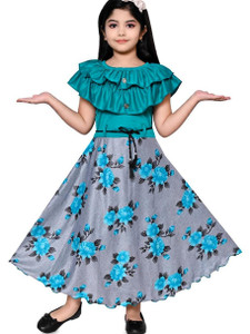 RAHUL MULLICK Girls Maxi/Full Length Festive/Wedding Dress