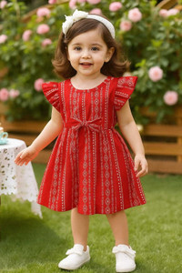 naz Fashion Indi Baby Girls Below Knee Festive/Wedding Dress