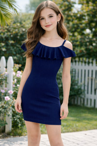 Dhanoo Fashion Girls Below Knee Party Dress