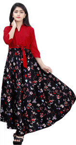 justmybrand Girls Maxi/Full Length Casual Dress