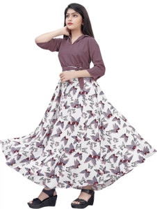 justmybrand Girls Maxi/Full Length Casual Dress