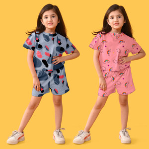 NIDHI CREATION Kids Nightwear Baby Girls Printed Cotton Blend