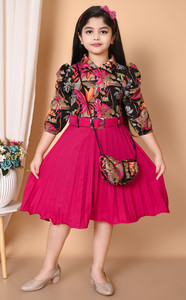 Zenat Girls Midi/Knee Length Casual Dress