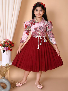 afrin fashion Indi Girls Below Knee Festive/Wedding Dress