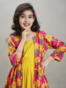 Bitiya By Bhama Indi Girls Midi/Knee Length Festive/Wedding Dress