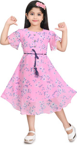 MEHZIN Girls Calf Length Casual Dress