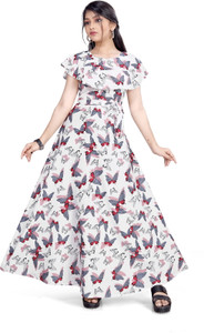 Aarya Designer Girls Maxi/Full Length Casual Dress