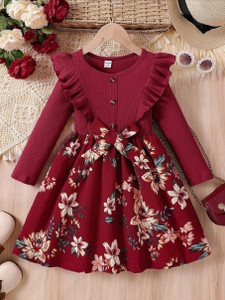 KidsCute Girls Midi/Knee Length Festive/Wedding Dress