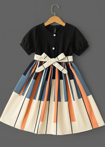 Vihan Fab Indi Girls Midi/Knee Length Casual Dress