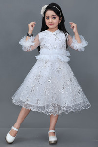 N FASHION AFIYA Girls Below Knee Festive/Wedding Dress