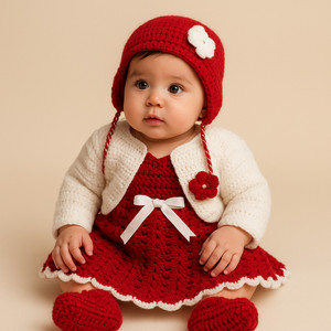 ALL KNIT Baby Girls Below Knee Party Dress