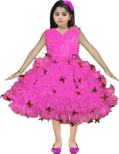 JhilikGarments Girls Midi/Knee Length Festive/Wedding Dress