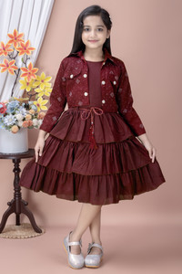 SERINA FASHION Girls Below Knee Festive/Wedding Dress