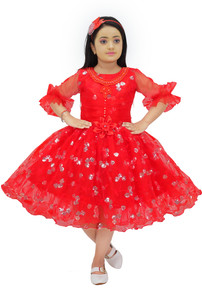 Zenat Girls Midi/Knee Length Party Dress