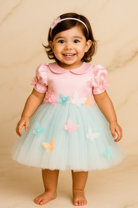 MS BROTHERS Baby Girls Above Knee Festive/Wedding Dress