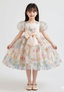LAADO FASHION SHOP Indi Girls Midi/Knee Length Festive/Wedding Dress