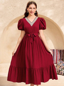 MENSBIT Girls Maxi/Full Length Festive/Wedding Dress