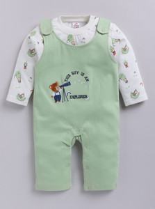 Dollar Dungaree For Baby Boys & Baby Girls Casual Graphic Print Cotton Blend