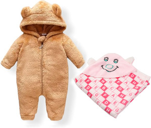 BABY ZONE Romper For Baby Boys & Baby Girls Casual Solid Cotton Blend