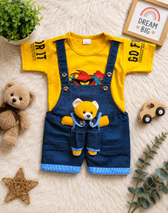 LIMITED EDITION PRIME Dungaree For Baby Boys & Baby Girls Casual Printed Cotton Blend