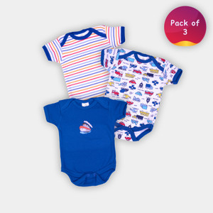SMILEY APPU CLOTHING Romper For Baby Boys & Baby Girls Casual Striped, Printed Cotton Blend