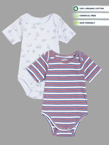Broon Romper For Baby Boys & Baby Girls Casual Printed Cotton Blend
