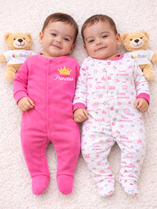 KidBee Romper For Boys & Girls Casual Printed, Solid Cotton Blend