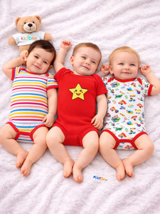 KidBee Romper For Baby Boys & Baby Girls Casual Printed Hosiery, Cotton Blend